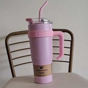 New!HydraFlow Capri Pink Travel Tumbler with Handle & Straw